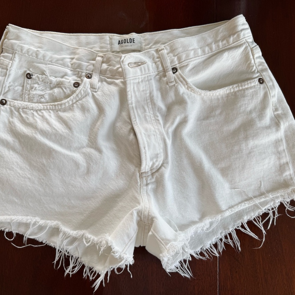 AGOLDE Women's White Denim Shorts